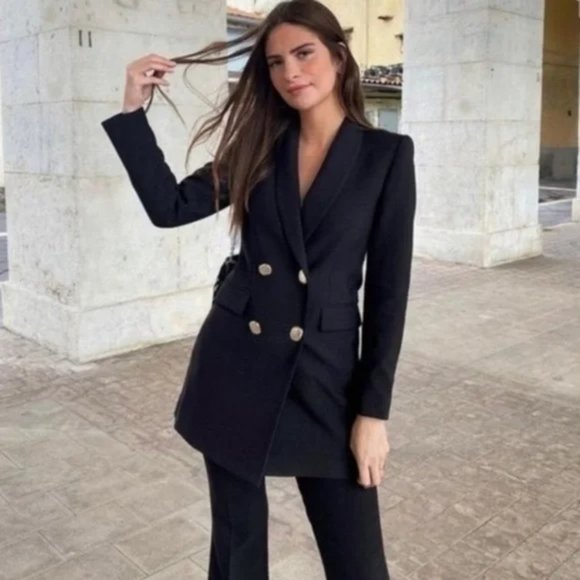 NWT 🔥Zara Double Breasted Blazer Mini Dress Balmain Style - Picture 6 of 14